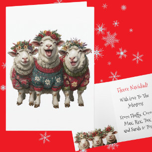 Custom Laughing Sheep Christmas Ugly Sweater Card