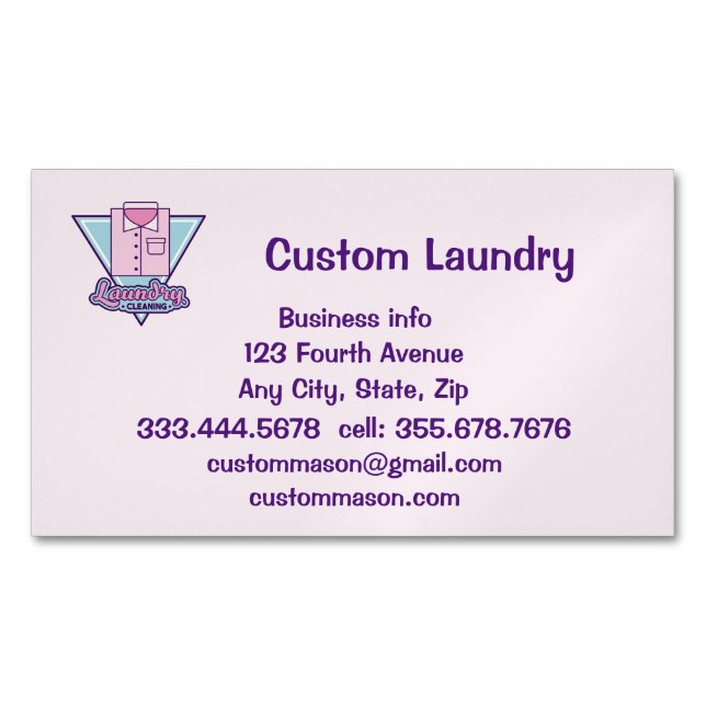 Custom Laundromat Laundry Dry Cleaners Business Ca Card Magnet (Front)