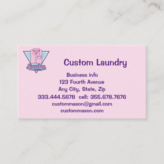 Custom Laundromat Laundry Dry Cleaners Business Card (Front)