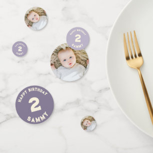 custom lavender baby boy photo 2nd birthday confetti