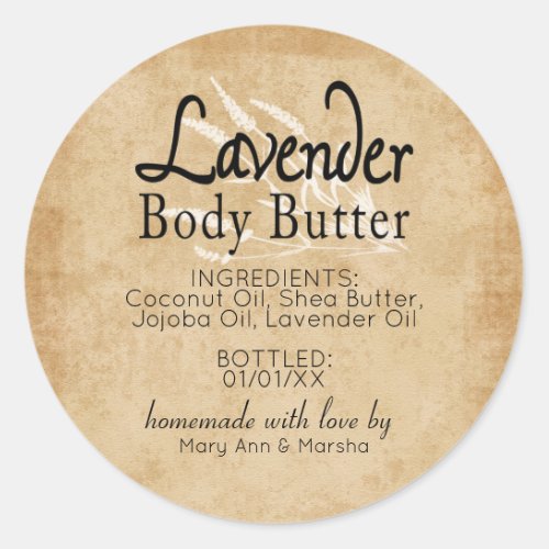 Custom Lavender Body Butter Classic Round Sticker