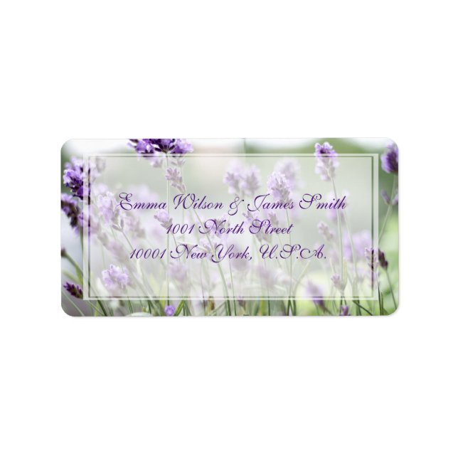 Custom Lavender Bohemian Wedding Address Labels (Front)