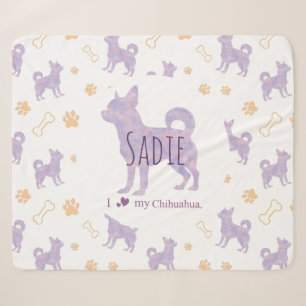 Custom lavender chihuahua Silhouette blanket