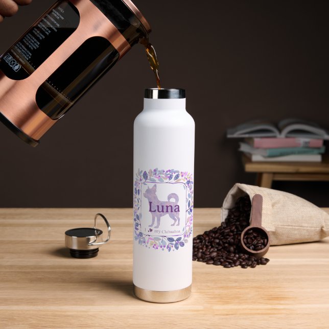 Custom lavender chihuahua water bottle Photo (Coffee (Rotated))