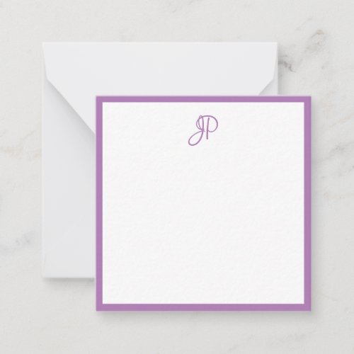 Custom Lavender Color Handwritten Monogram Note Card