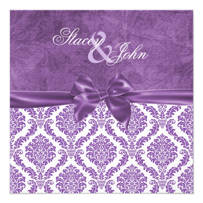 Custom Lavender Damask Wedding Invitations