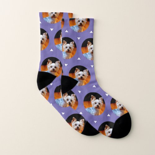 Custom Lavender Dog or Pet Photo Pattern Cute Socks
