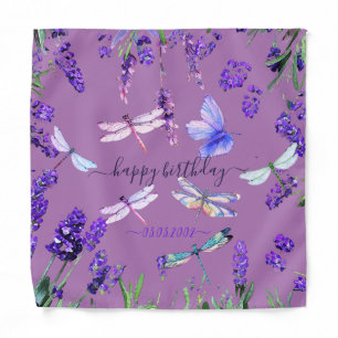 Custom Lavender Dragonfly Shabby Chic Boho Style Bandana