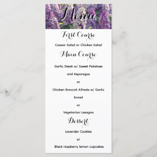 Custom Lavender FLower Wedding Menu