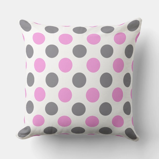 Custom Lavender Grey Large Polka Dot Pillow (Front)