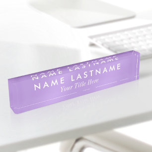 Custom Lavender Light Purple Simple Modern Title Desk Name Plate