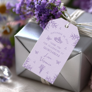 Custom Lavender Lilac Quinceañera Favor Gift Tags