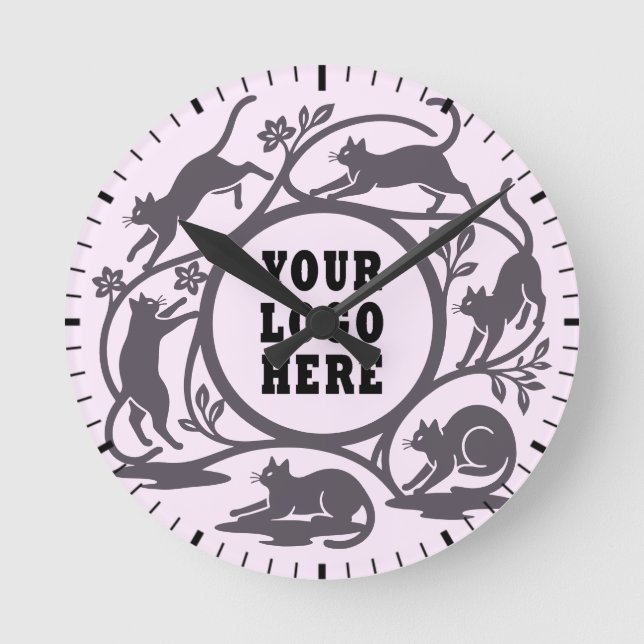 Custom Lavender Mist Playful Cat Clock (Front)