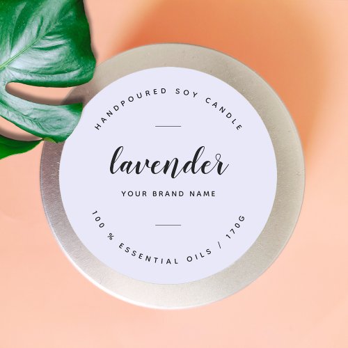 Custom lavender packaging candle product label