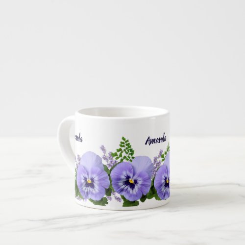 Custom Lavender Pansy Flowers Espresso Cup