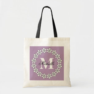 Custom lavender purple floral bridesmaid tote bags