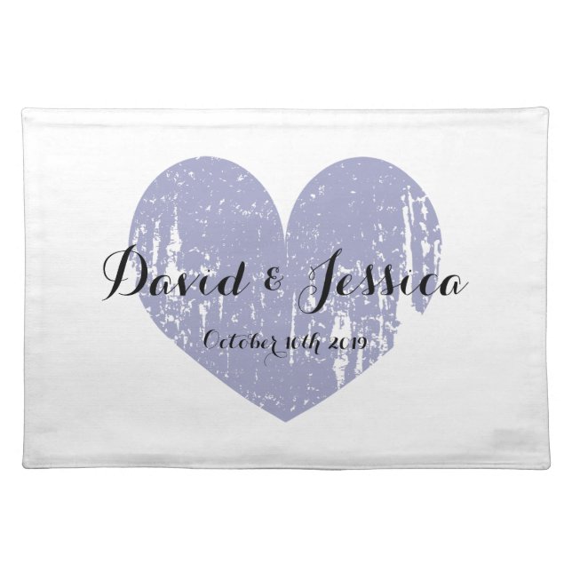 Custom lavender purple heart wedding placemat (Front)