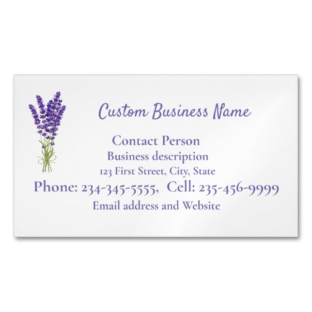 Custom Lavender  purple mauve garden flower  Business Card Magnet (Front)
