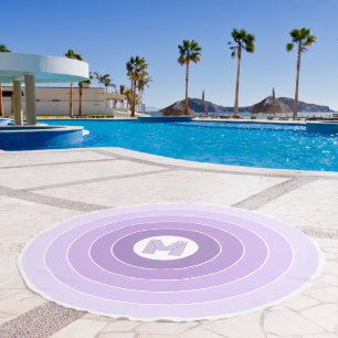 Custom Lavender Purple Violet White Stripes Beach Towel