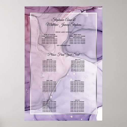Custom Lavender Rose Abstract Seating Chart