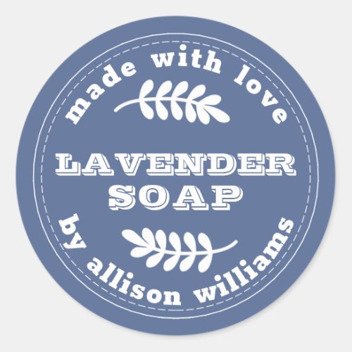 Custom Lavender Soap Blue Classic Round Sticker