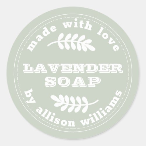 Custom Lavender Soap Pastel Green Classic Round Sticker