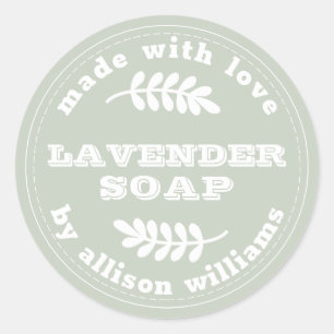 Custom Lavender Soap Pastel Green Classic Round Sticker