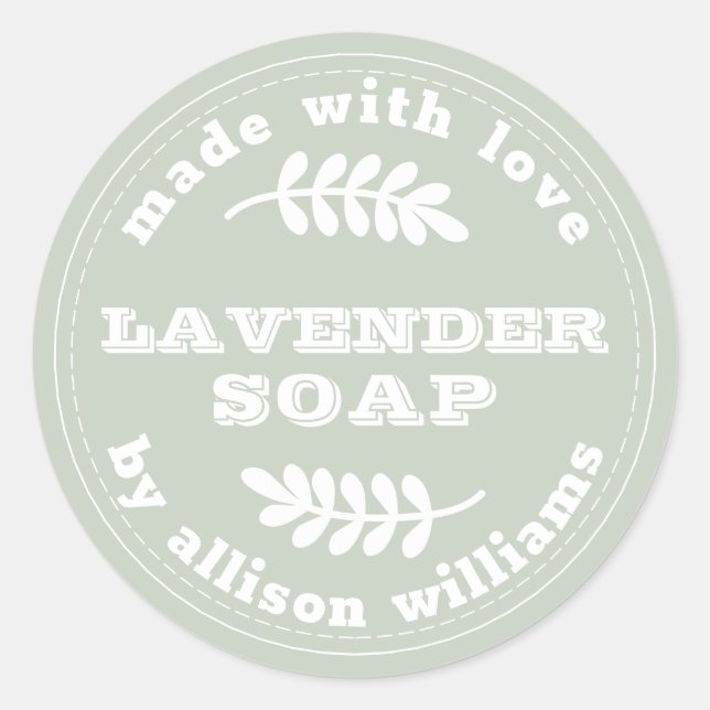 Custom Lavender Soap Pastel Green Classic Round Sticker (Front)