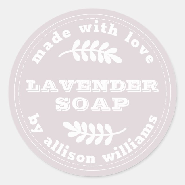 Custom Lavender Soap Pastel Purple Classic Round Sticker (Front)