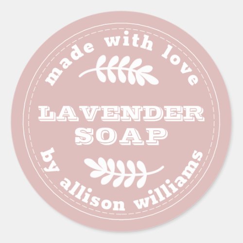 Custom Lavender Soap Silver Pink Classic Round Sticker