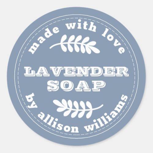 Custom Lavender Soap Vintage Blue Classic Round Sticker