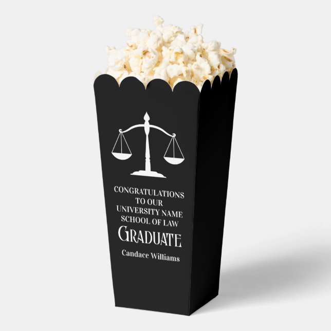 Custom Law School Black Graduation Party Popcorn Favor Boxes (Popped)