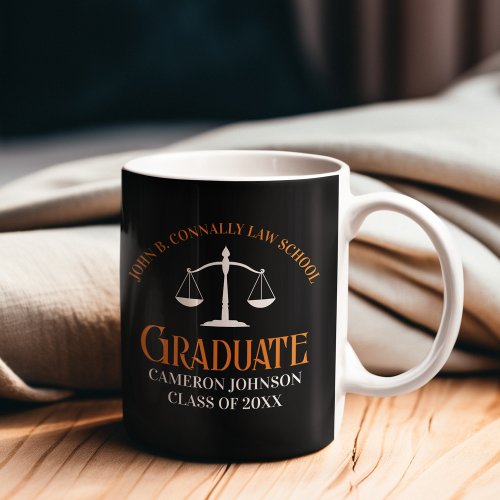 Custom Law School Graduation Orange Black Coffee Mug