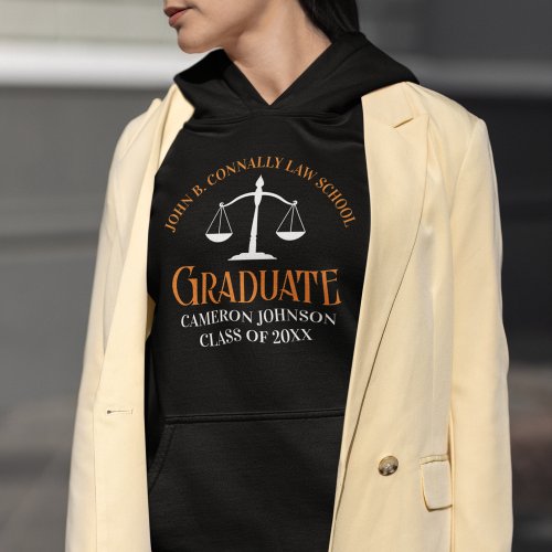 Custom Law School Graduation Orange Black Hoodie