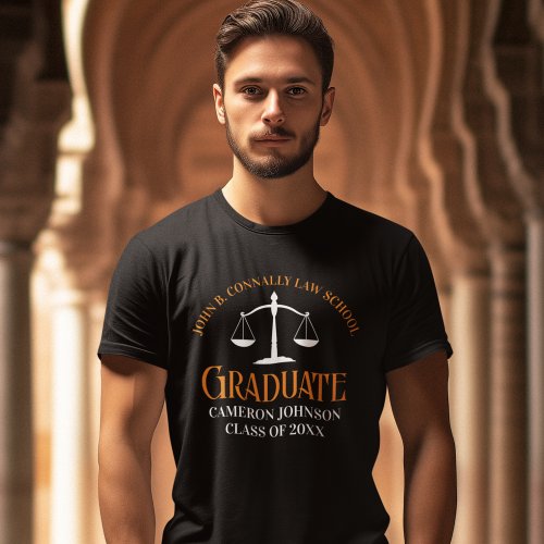 Custom Law School Graduation Orange Black T_Shirt