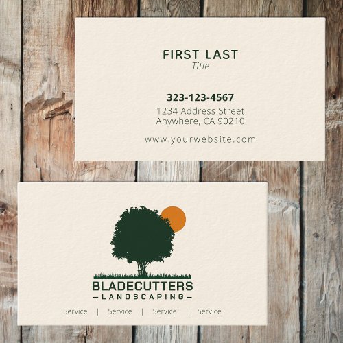 Custom Lawn Care Landscaping Business Cards