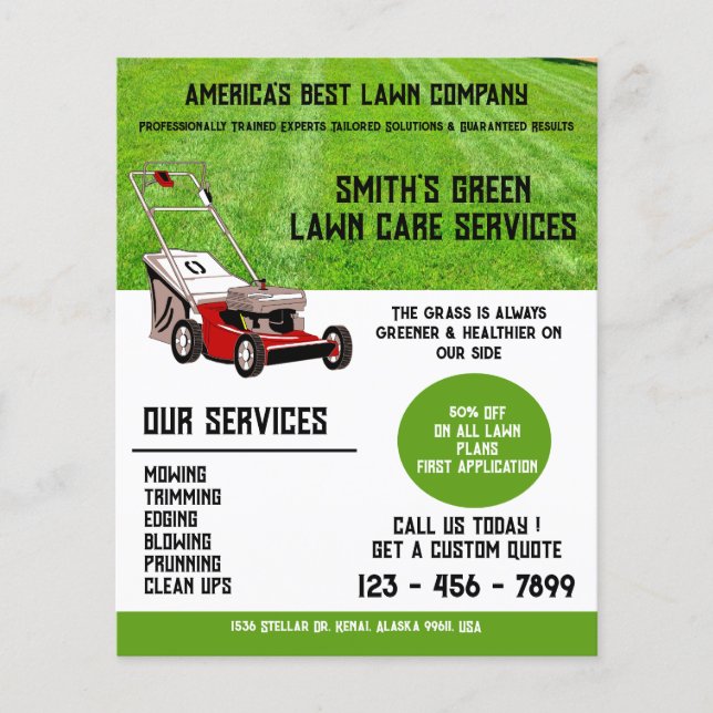 Custom Lawn Care lawn mowing landscaping Flyer (Front)
