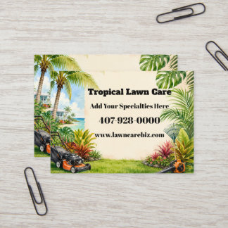 Custom Lawn Care Tropical Landscaping Business Card