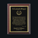 Custom Lawyers Prayer Frame, Law School Graduation Award Plaque<br><div class="desc">Celebrate a future or newly minted attorney with this personalized Lawyer’s Prayer Plaque. Featuring a powerful prayer and space for a custom name, this keepsake plaque is perfect for law school graduations, bar exam success, or to inspire someone starting their legal career. A meaningful gift that brings motivation and elegance...</div>