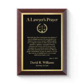 Custom Lawyers Prayer Frame, Law School Graduation Award Plaque