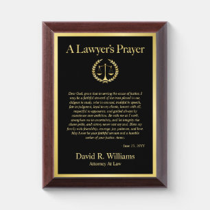 Custom Lawyers Prayer Frame, Law School Graduation Award Plaque
