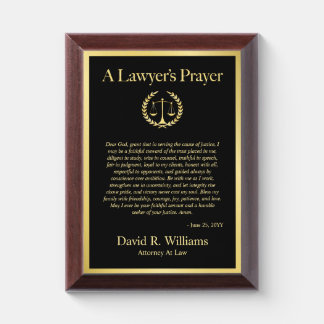 Custom Lawyers Prayer Frame, Law School Graduation Award Plaque