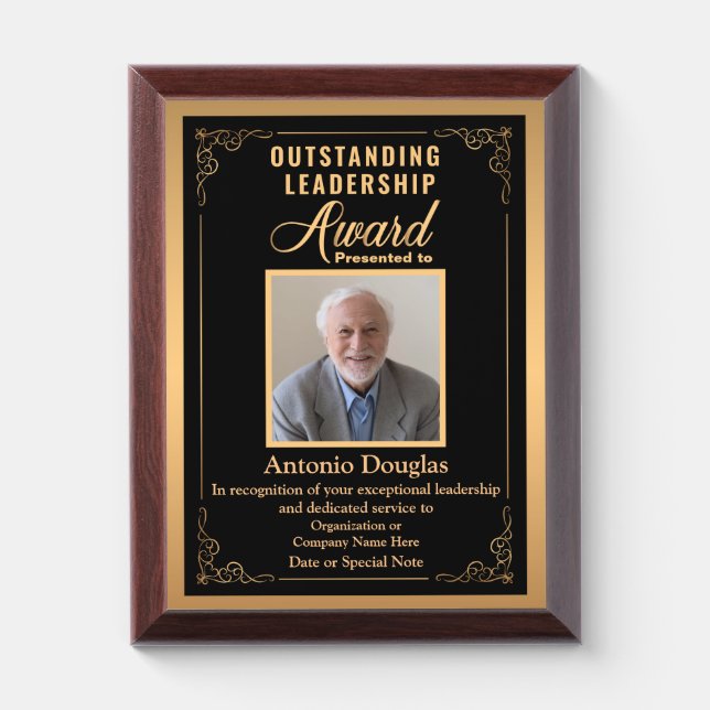 Custom Leadership Award for Outstanding Service Plaque (Vertical)