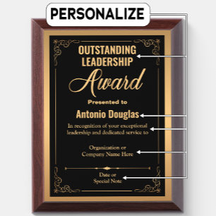Custom Leadership Award Personalized Boss Award Plaque