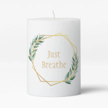 Custom Leaf and Gold Design Pillar Candle