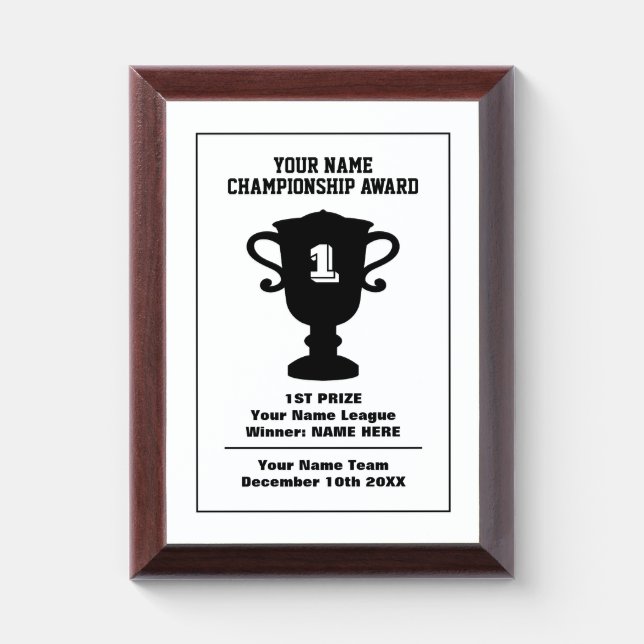 Custom league championship sports prize trophy cup award plaque (Vertical)
