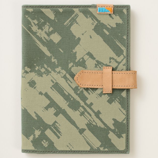 Custom Leather Journal White Black abstract G253 (Front)