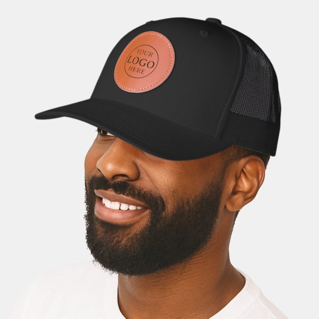 Custom Leather Patch Logo Trucker Hat (Male)
