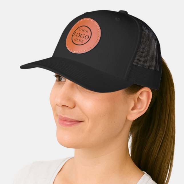 Custom Leather Patch Logo Trucker Hat (Female)