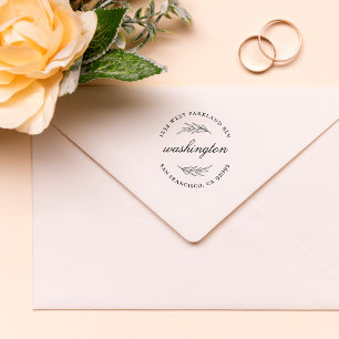 Custom Leaves Round Family Name Return Address Self-inking Stamp